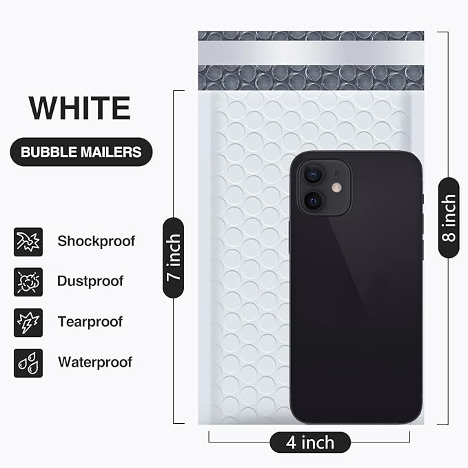 UCGOU Bubble Mailers 4x8 Inch White 100 Pack Poly Padded Envelopes Small Business Mailing Packages Opaque Self Seal Boutique Shipping Bags Bubble Mailer