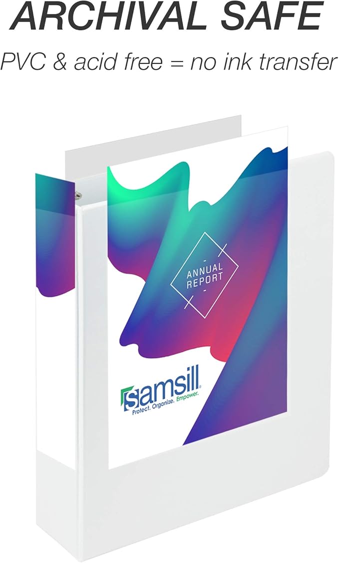 Samsill 4 Pack Durable 2 Inch 3 Ring Binders, Round Ring, Clear View Cover for Presentations, White
