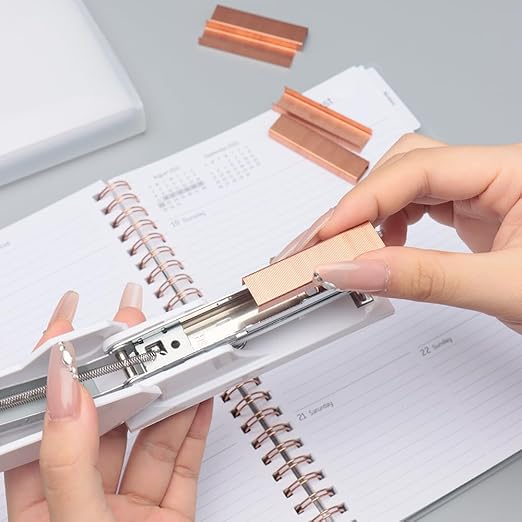 NatSumeBasics 3000 Rose Gold Staples 26/6 Standard Colored Staple Refill for Desk Stapler, 1000 Per Pack, Total 3 Pack Staples (Rose Gold)