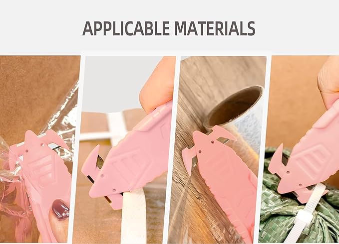 T TOVIA 100 Pcs Safety Box Cutter Knife of Double-sided Recessed Concealed Blade for Household, Warehouse, Workshop - Pink