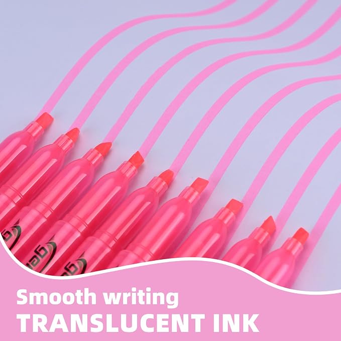Cgerma Highlighters 36 Pack, Chisel Tip Pink Highlighter Bright Colors, Quickly Drying, Perfect for Students Kids Adults Highlighting in Classroom, School, Office
