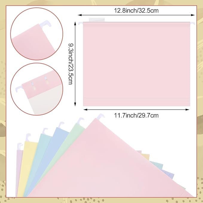 Dispowreath 24 Hanging File Folders Acrylic Desktop Organizer,Pastel | Clear Acrylic Box with Handles, Letter A4 Compatible, Colorful Tab Labels Included, for Classroom Office,Back to School