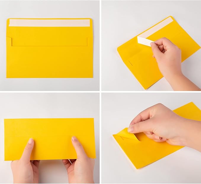 50 Pack Colorful #10 Business Envelopes Self Seal Letter Envelope | Standard Size, 4.13 x 9.49 Inches, For Office Checks, Letter Mailing, Invoices