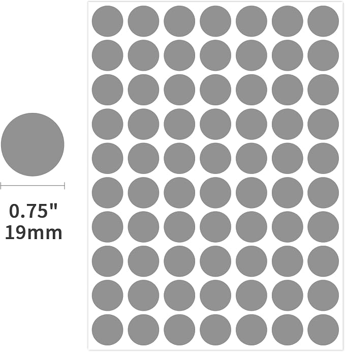 1400 PCS Gray Circle Dot Stickers 3/4" Round Coding Label | Used for manual labor in kindergartens, garage yard price sales, organizing activity color groups,marking spice bottles