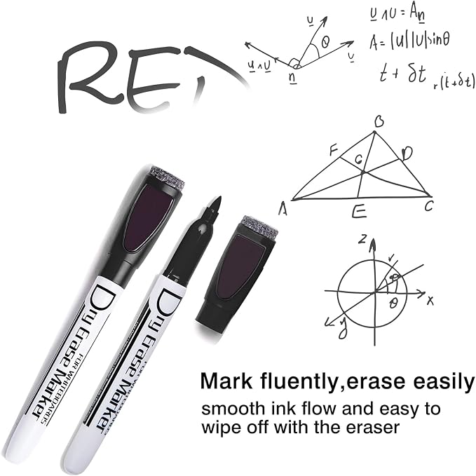 Volcanics Black Magnetic Dry Erase Markers Low Odor Fine Tip Whiteboard Markers Pack of 24