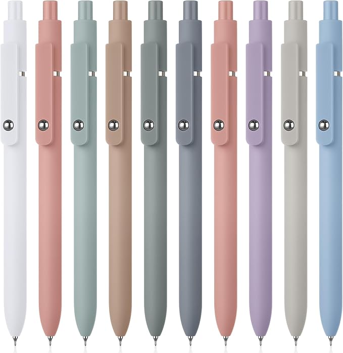 Epakh Gel Pens, 10 Pcs 0.5mm Quick Dry Black Ink Fine Point Smooth Writing Pens High End Series Retractable Aesthetic Ballpoint for Office School Supplies Women Men Gifts(Colorful,Classic)