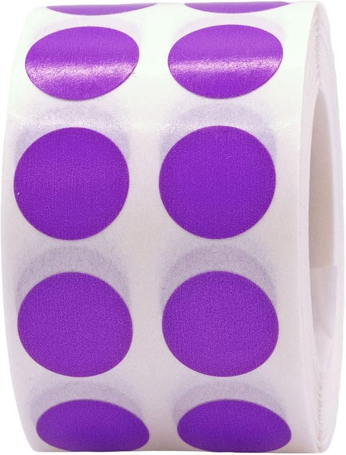 Purple 1/2" Inch Round Adhesive Labels 1,000 Color Coding Dot Stickers for Efficient Inventory Management, Crafting Projects, and Organizational Tasks in Offices, Schools, and Homes