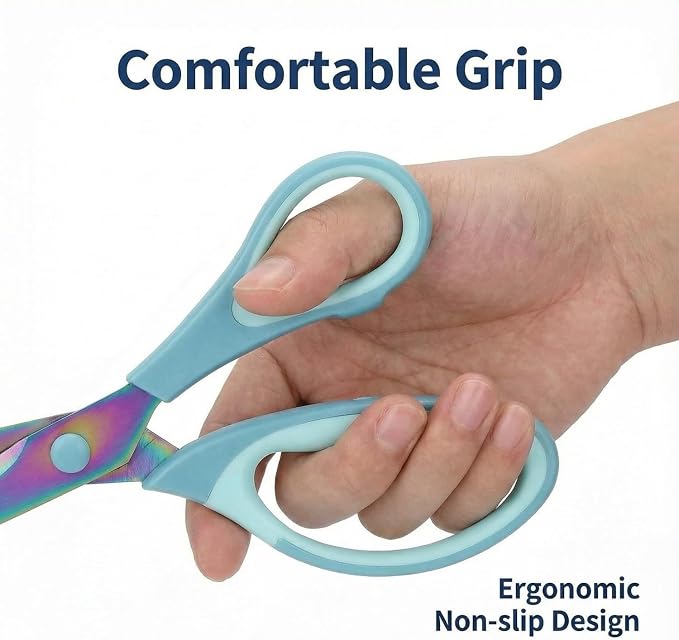 Scissors All Purpose,5, 8, 10 Inch 3 Pack,Blue | Sharp Blades, Comfort Grip, Home, Office, Sewing, Fabric, Kitchen, Arts & Crafts, DIY Supplies