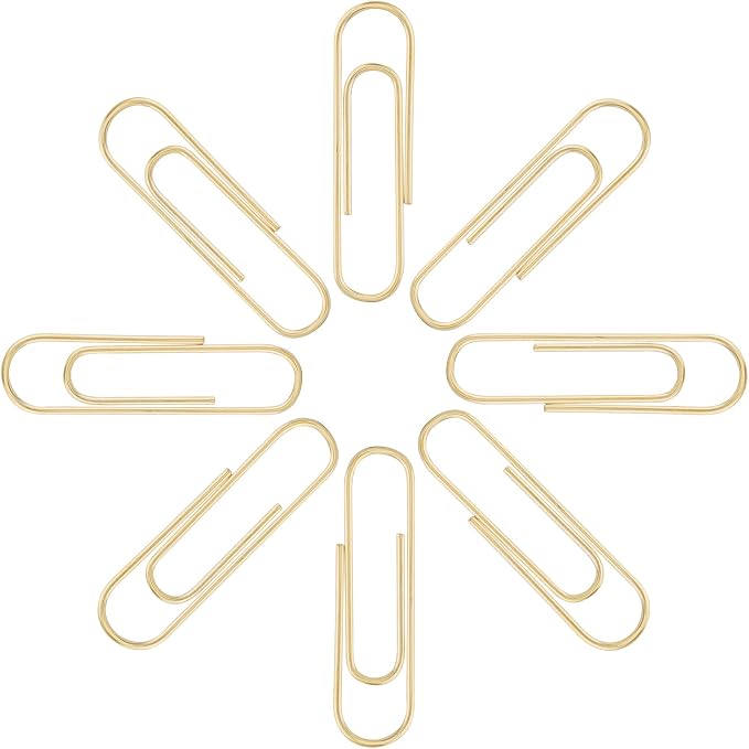 Gold Paper Clips, 300-Count, 1.1 Inch (28mm) Small