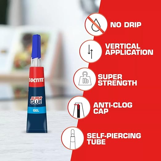 Loctite Super Glue Gel, Clear, 0.14 fl oz Tube, 6 Pack - Superglue for Plastic, Wood, Metal, Crafts & Repair, Cyanoacrylate Adhesive Instant Glue, Quick Dry