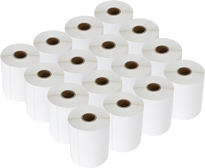 L LIKED 4000 Count 4" x 6" Direct Blank Thermal Shipping Labels with 250 Labels/Roll - Compatible with Zebra 2844 ZP-450 ZP-500 ZP-505 (16 Rolls)
