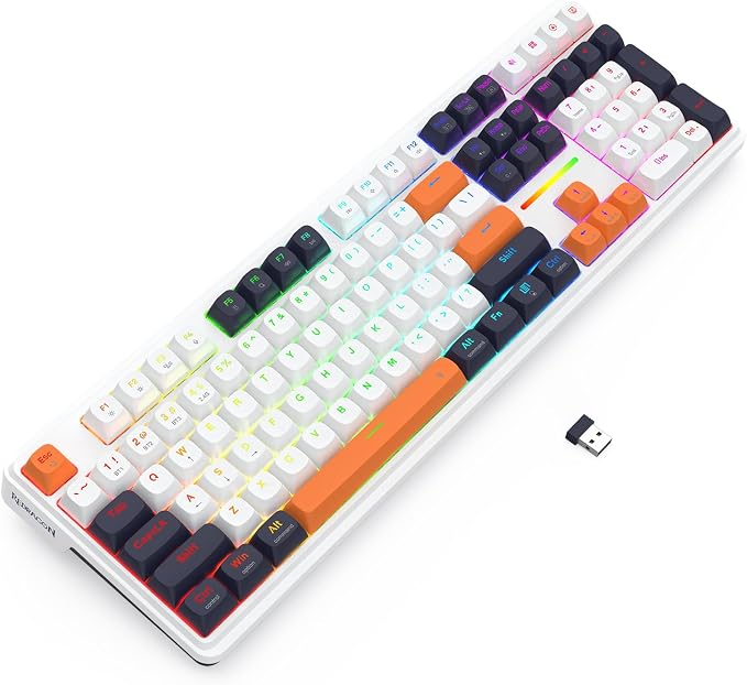 Redragon K745 PRO Wireless 108-Key Gasket RGB Gaming Keyboard, 4 Hotkeys | Extra Shortcut Keys, 0-Delay Tri-Mode, Cushioned Noise Dampening for Creamy Thocky Sound, Unfaded PBT Keycaps, PRO Software