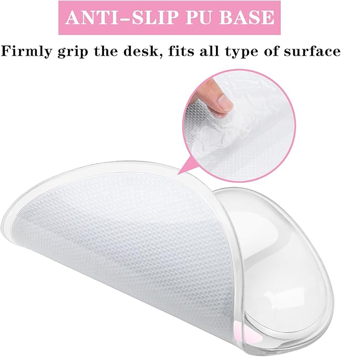 Mouse Pad with Wrist Rest,Ergonomic Mouse Pad with Comfortable Gel Wrist Rest Support and Non-Slip PU Base for Easy Typing Pain Relief, Durable and Washable (Transparent Pink Gradient)