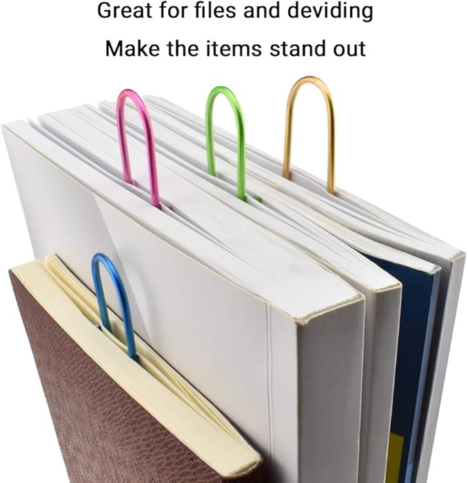 Hahiyo Paperclips 4" (100mm) Extra Large Paper Clips Sturdy Bright Assorted Colors Vinyl Coated Prevent Scratching Tearing The Pages 25 Pack Colorful (Colorful A)