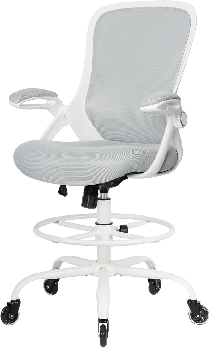Drafting Chair Tall Office, Ergonomic Standing Desk Stool Adjustable Drafting Chair Big Tall Drafting Office Chair White