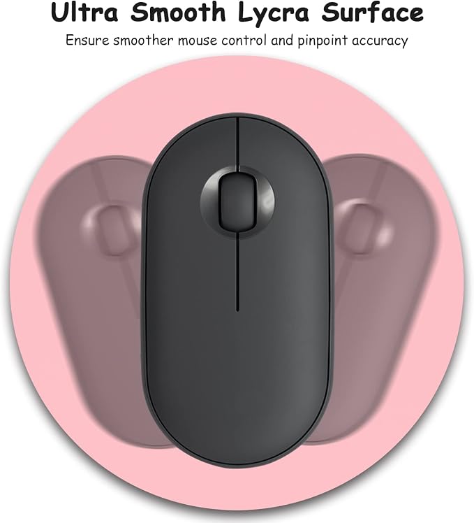 Dapesuom Small Mouse Pad, 6 x 6 Inch Thick Rubber Premium-Textured Non-Slip Portable & Washable Round Mini Mouse Mat for Women Wireless Laptops Keyboard Tray Gaming Work Computer Office Travel, Pink