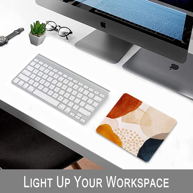BOSOBO Mouse Pad, Square Anti-Slip Rubber Gaming Mousepad, Premium-Textured & Waterproof Mouse Mat with Stitched Edges, Cute Office Mouse Pads for Women Men Laptop, 10" x 8", Abstract Art Stones