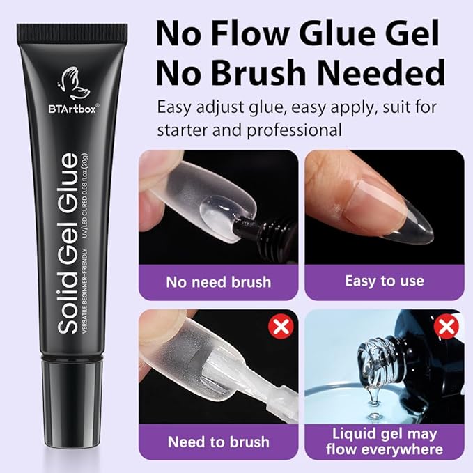 BTArtbox Solid Nail Gel - 15g Gel Nail for Acrylic Nails, Upgrade 3 in 1 Nail Gel for Fake Nails, Super Strong Gel Cured Needed, Easy to Use and 28 Days+ Long Last