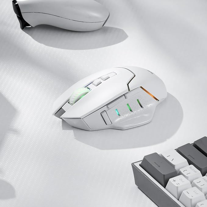 Redragon M690 PRO Wireless Gaming Mouse, 8000 DPI Wired/Wireless Gamer Mouse w/Rapid Fire Key, 8 Macro Buttons, Ergonomic Design for PC/Mac/Laptop, White | Cable-Free 0 Delay, Smooth Precise Tracking, Rapid-Fire Macro Keybinds, Vibing Backlight, Ergono...