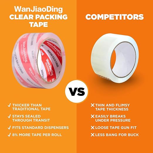 Packing Tape Refills, Clear, Packaging Tape Heavy Duty Designed for Moving, Shipping and Packing, Mailing,1.88" x 60 yds, 4 Roll