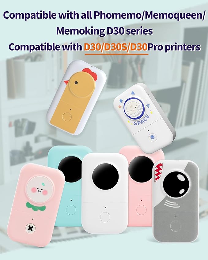 Phomemo Adhesive Labels for D30 Portable Thermal Bluetooth Label Maker, 3/8" X1 7/8" (12mm X 50mm) 130 Labels/Roll, D30 Thermal Printing Label Paper, 3 Roll,White