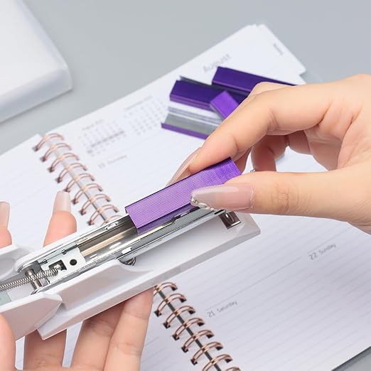 NatSumeBasics 3000 Purple Staples 26/6 Standard Colored Staple Refill for Desk Stapler, 1000 Per Pack, Total 3 Pack Staples (Purple)