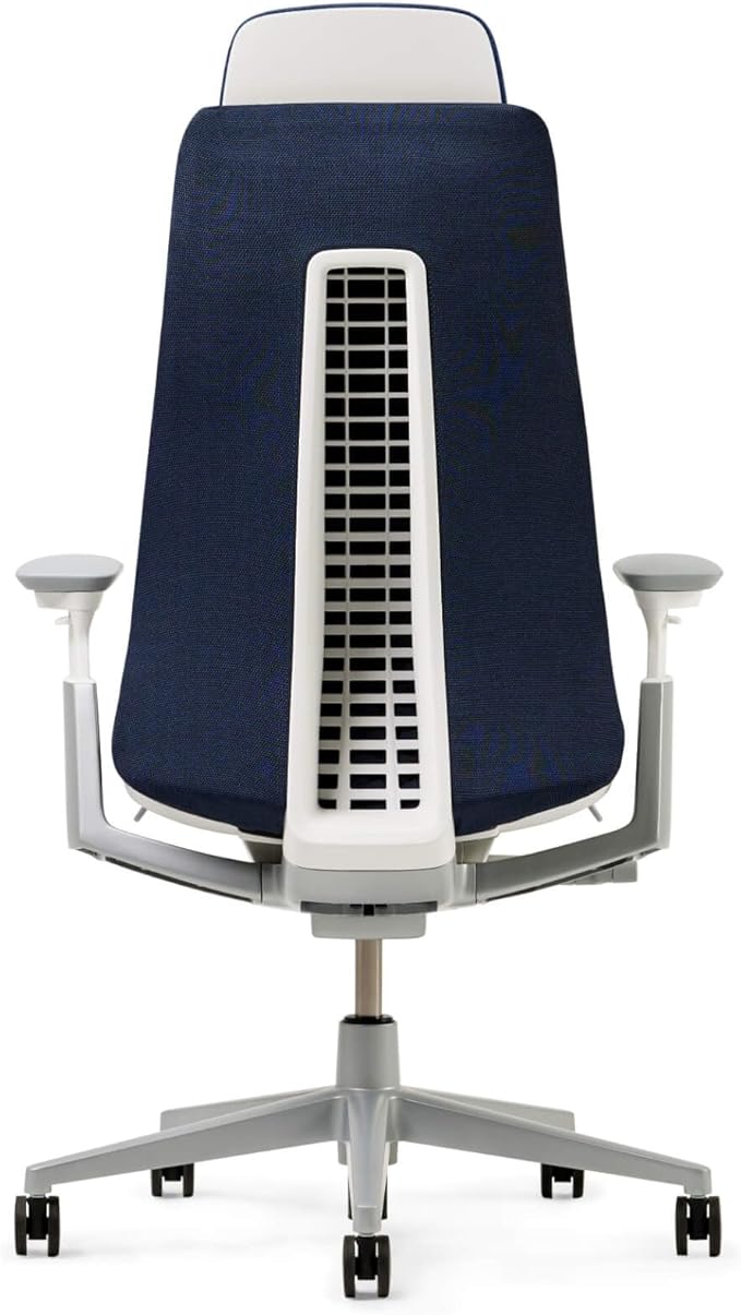 Haworth Fern Executive Office Chair Without Lumbar Support, Adjustable Desk Computer Chair with Digital Knit Finish and Adjustable Headrest for Home Office Furniture, Deep Sea