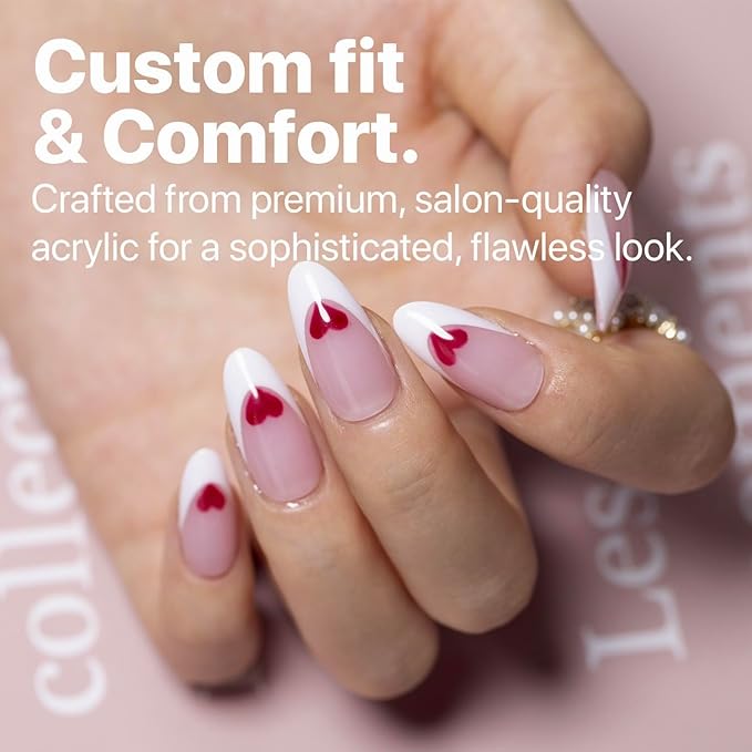 SXC Cosmetics French Tip Press On Nails Pink Medium Almond 150 Pieces in 15 Sizes Ultra Fit with Pre-applied Tip Primer and Base Coat, No Need to File Fake Nails for Nail Art DIY X-Pro Tips