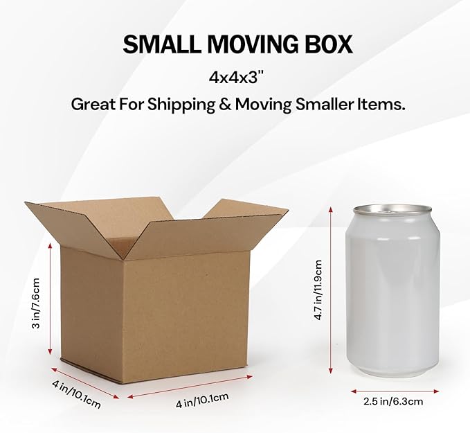 Rempry 40 Pack 4x4x3 Shipping Boxes Brown, Small Corrugated Cardboard Box for Mailing, Packaging Small Business, Kraft Mailer Boxes
