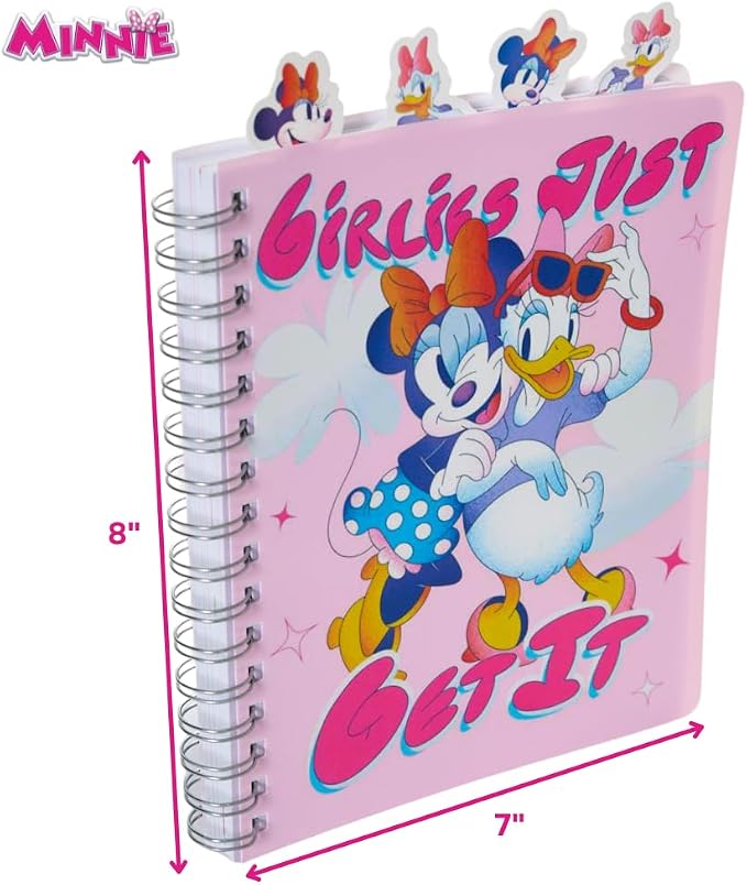 Disney Minnie Mouse and Daisy Duck Journal Notebook, Spiral Bound, 96 Lined Pages, 8 x 7 inches, Pink