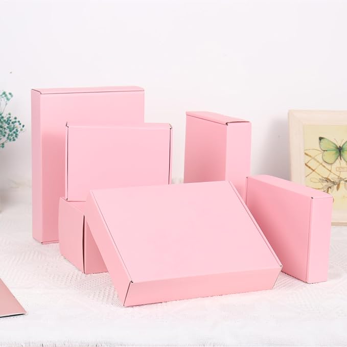 10x8x2 Inches Shipping Boxes Pink, 20 Pack Corrugated Cardboard Boxes Medium, Mailer Box for Packaging Small Business