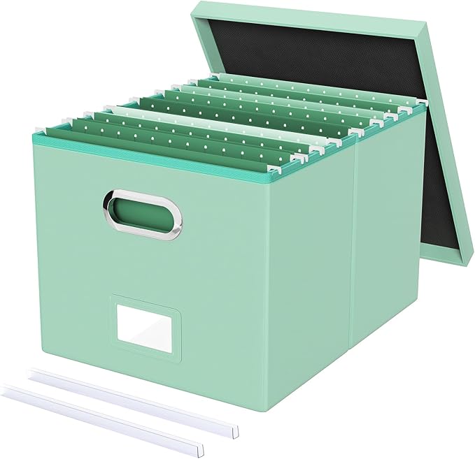 Storage File Box(New) (Mint-green(Leather), 1 pack), AM03118