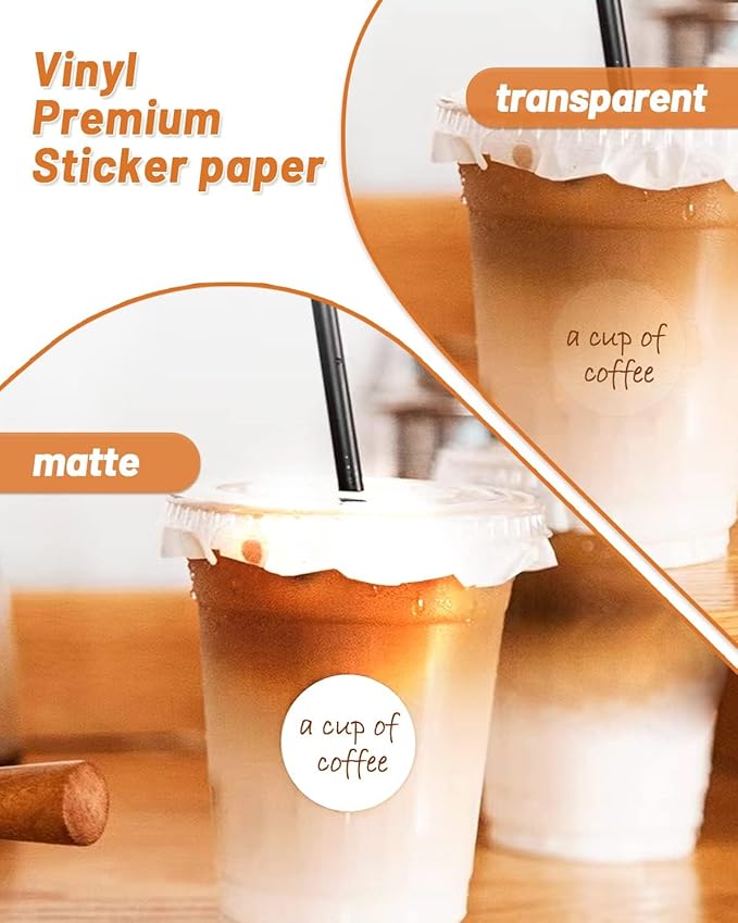 QYH Premium Matte Printable Vinyl Sticker Paper 120 Sheets 8.5"x11" White - Waterproof, Residue-Free, Compatible with Inkjet/Laser & Cricut/Silhouette - Ideal for Small Business, DIY & Classroom Label