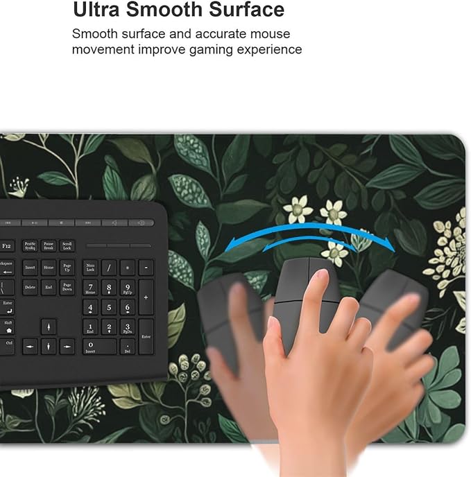 XXL Gaming Mouse Pad 35.4x15.7 Inch, Large Extended Desk Mat | Vintage Botanical Design, Non-Slip Rubber Base, Water-Resistant Surface and Stitched Edges for Gaming, Office & Home
