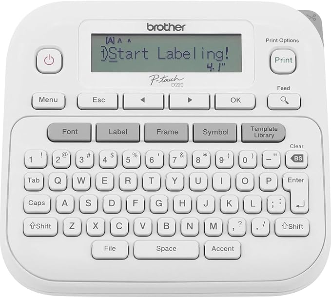 Brother P-Touch PTD220 Portable Label Maker Bundle for Home & Office Organization with Carry Case and TZe-231 Black on White Laminated Tape (2-Pack)