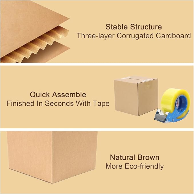 30 Pack 10x7x6 Shipping Boxes for Small Business, Brown Mailer Corrugated Cardboard Boxes for Shipping Mailing