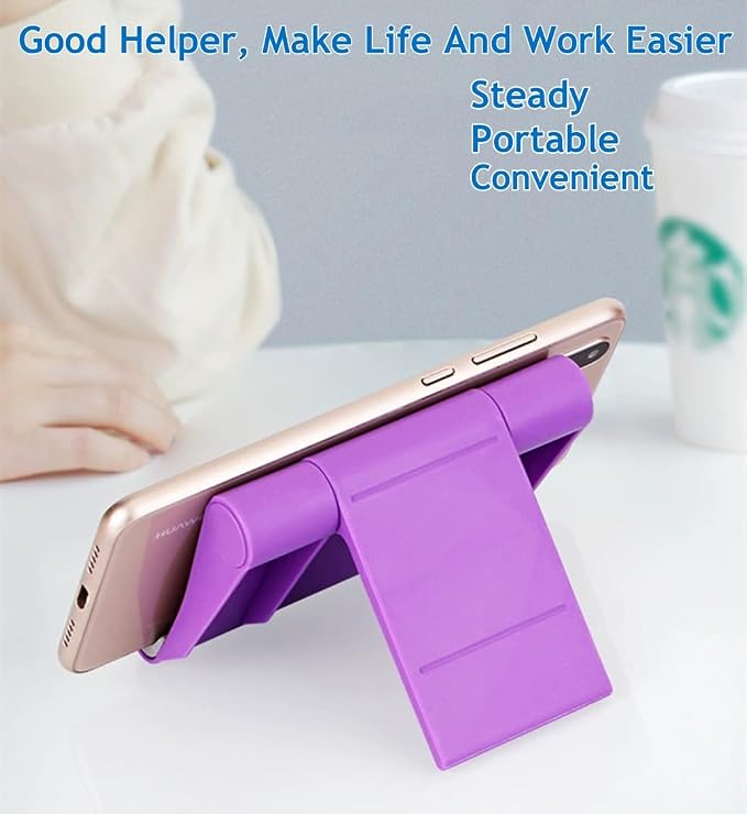 Cell Phone Stand for Desk 2 Pack Mobile Phone Holders Desktop Tablet Stand, Foldable Phone Dock Universal Adjustable Tablet Stand for Desk (Pink+Purple) | Foldable Adjustable Mobile Dock, Universal Tabletop Mount, Multi-Angle Desk Stand Compatible with...