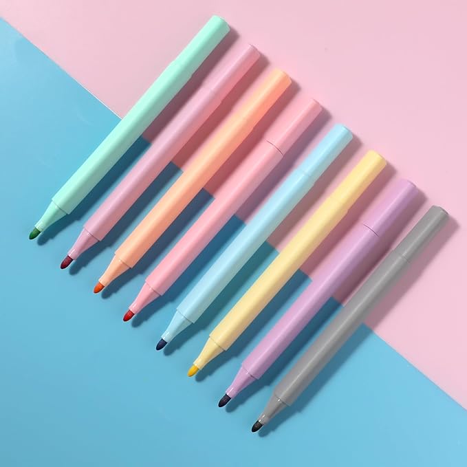 EEOYU Dry Erase Markers, Cute Aesthetic Marker with 8 Colors, Erasable Low-odor Children's Whiteboard Pen, Marker Pens for Home Office and Classroom (8)