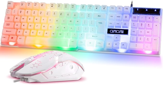 CHONCHOW RGB Gaming Keyboard and Mouse Combo,USB Wired Light Up Keyboard | Rainbow LED Lit Backlight Keyboard Mouse Set for Computer Windows PC PS4 Xbox Laptop iMac Resberry Pi