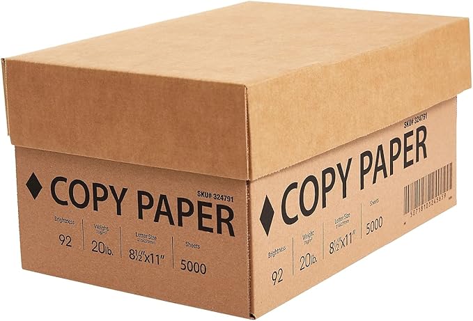 Staples Printer Paper 8.5 x 11 Inch 20 lb 92 Bright White Sheets, 10 Ream Carton