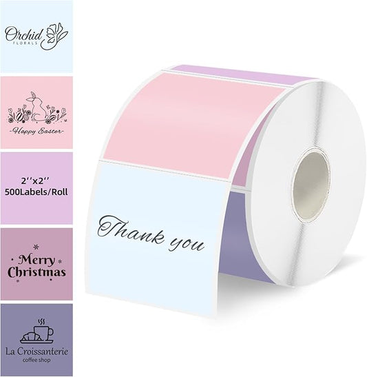 Starboling 2"x2"Square Thermal Labels,Self-Adhesive Thermal Sticker Printer Labels for Small Business,Address,Color Coding（Pink Gradient）