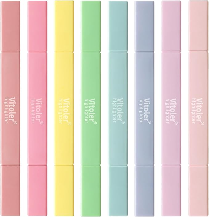 Vitoler 8pcs Aesthetic Highlighters, Chisel & Fine Tips Bible Highlighters | For teachers, For nurses, For women, For bibles, For markers, Aesthetic, For journaling, For office, For School Supplies