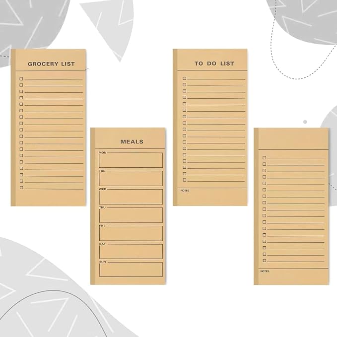 Utron 6 Pack Vintage Magnetic Notepads for Refrigerator, 50 pages/book Grocery List Magnet Pad for Fridge, Design MagneticGrocery List Pad for Fridge, Grocery List Notepad, To-Do List