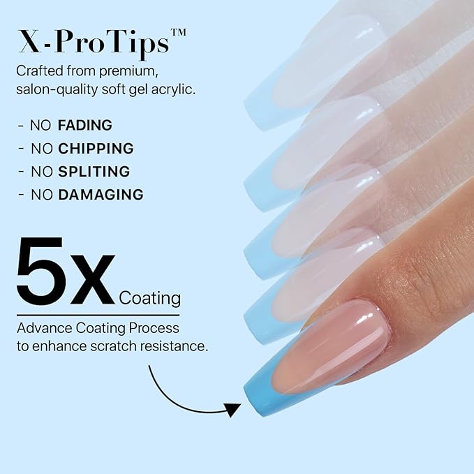 SXC Cosmetics X-Pro Tips French Tip Press On Nails - Bright Pastel Glow in the Dark Series (GLOW120-M Coffin)