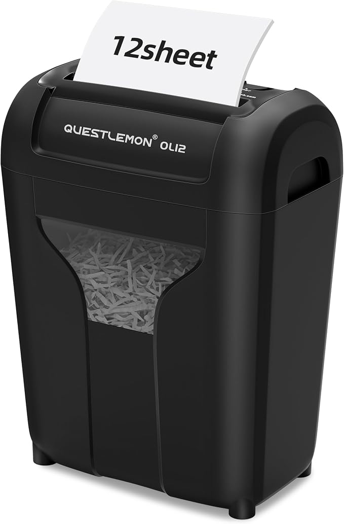 12-Sheet Paper Shredder for Home, Quiet Cross Cut Shredders, P-4 Ultra Security, 4.5 Gal Bin, Shred Quietly for Shred for Credit Card, Mail, Staples, <58 dB(OL12)