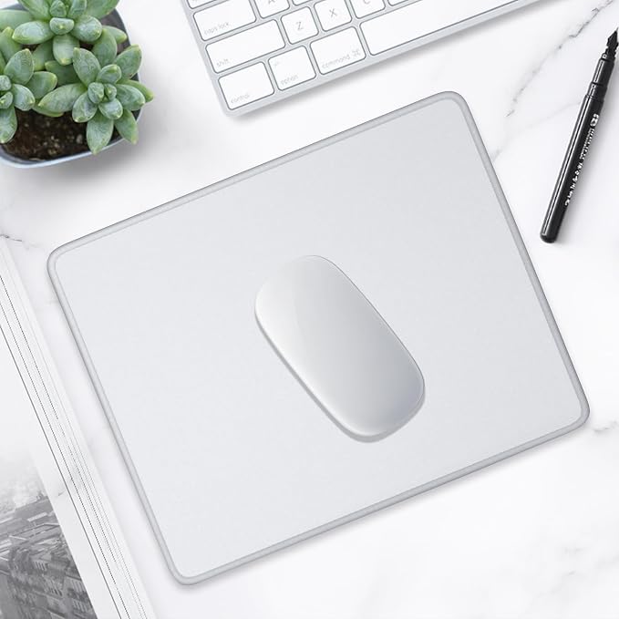 Hsurbtra Mouse Pad, Premium-Textured Square Mousepad 10.2 x 8.3 Inch, Stitched Edge Anti-Slip Waterproof Rubber Pretty Cute Computer Mat for Office Gaming Laptop Women Kids Space Gray