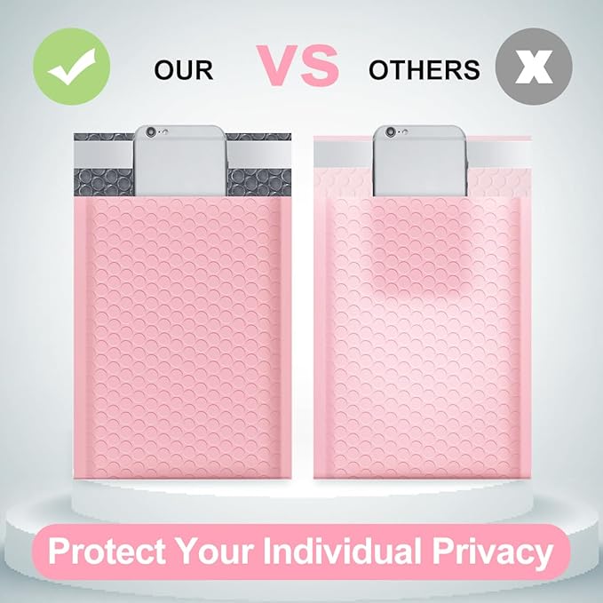 UCGOU Bubble Mailers 4x8 Inch Light Pink 100 Pack Poly Padded Envelopes Small Business Mailing Packages Opaque Self Seal Boutique Shipping Bags Bubble Mailer