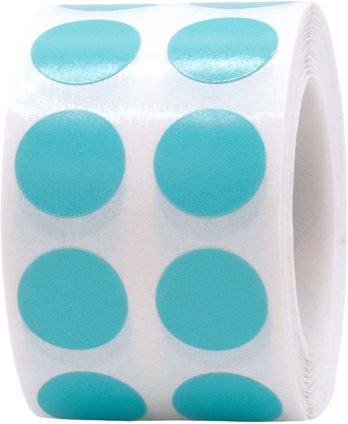 Teal 1/2" Inch Round Adhesive Labels 1,000 Color Coding Dot Stickers for Efficient Inventory Management, Crafting Projects, and Organizational Tasks in Offices, Schools, and Homes