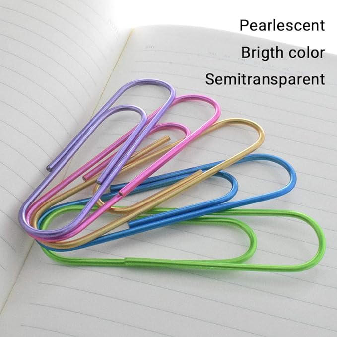 Hahiyo Paperclips 4" (100mm) Extra Large Paper Clips Sturdy Bright Assorted Colors Vinyl Coated Prevent Scratching Tearing The Pages 25 Pack Colorful (Colorful A)