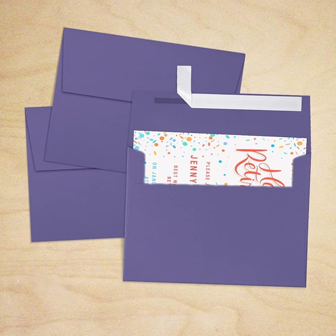 LUXPaper A7 Invitation Envelopes | Peel & Press | 5 1/4" x 7 1/4" | Wisteria Purple | 80lb. Text | 1,000 Qty